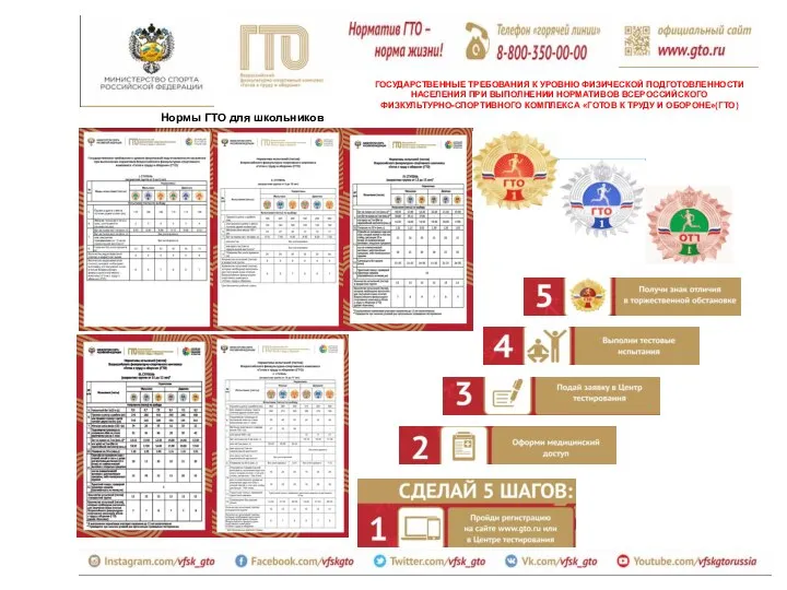 Нормы ГТО для школьников ГОСУДАРСТВЕННЫЕ ТРЕБОВАНИЯ К УРОВНЮ ФИЗИЧЕСКОЙ ПОДГОТОВЛЕННОСТИ НАСЕЛЕНИЯ ПРИ