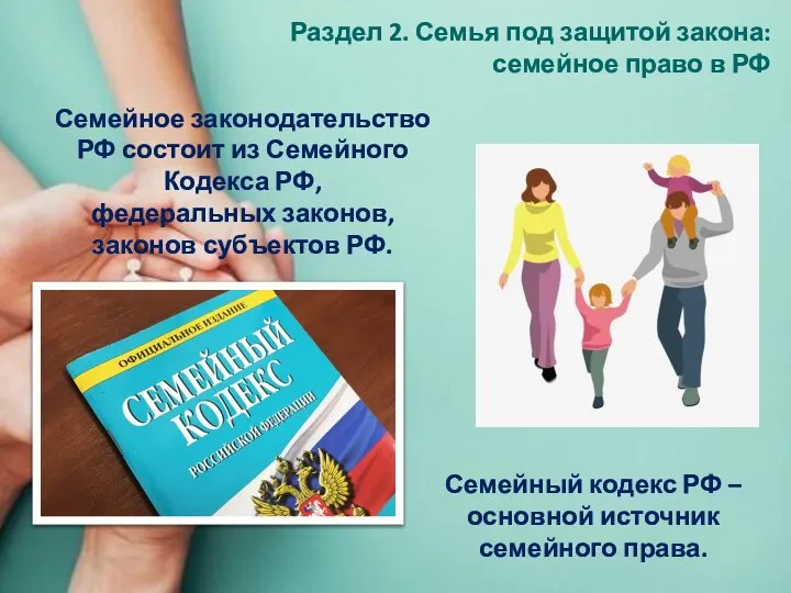 Раздел 2. Семья под защитой закона: семейное право в РФ Семейное законодательство