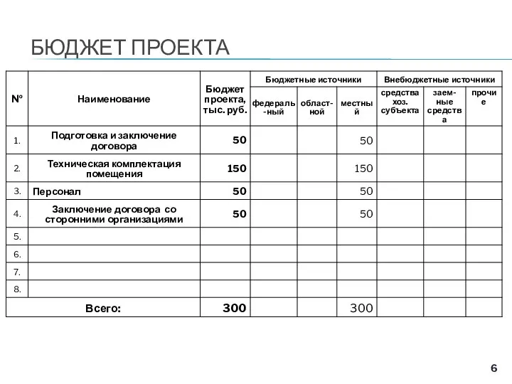 БЮДЖЕТ ПРОЕКТА