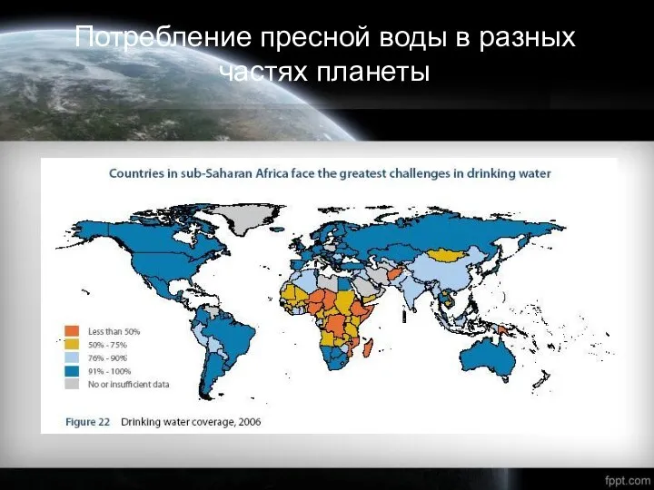 Потребление пресной воды в разных частях планеты