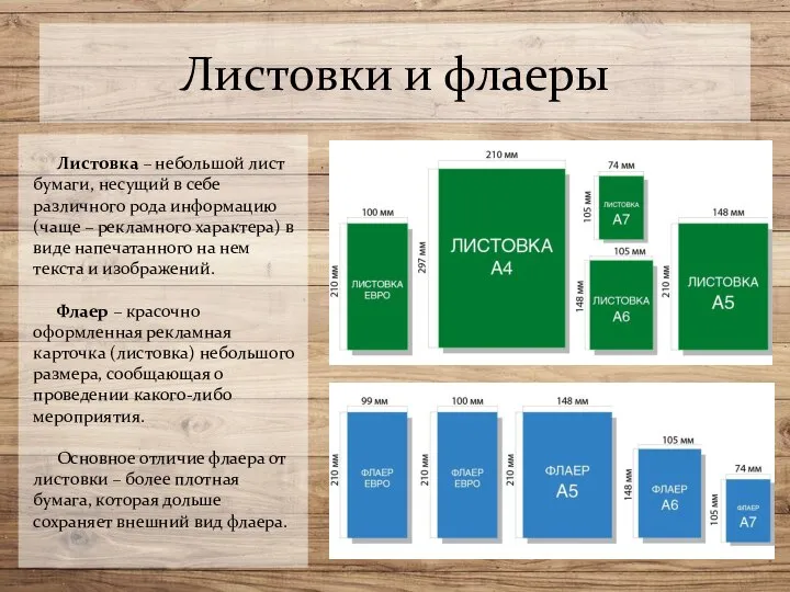 Листовки и флаеры Листовка – небольшой лист бумаги, несущий в себе различного