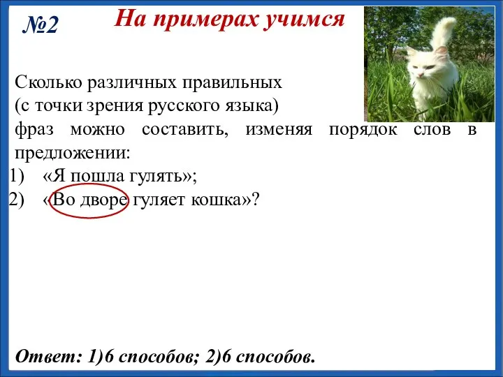 На примерах учимся №2 Сколько различных правильных (с точки зрения русского языка)