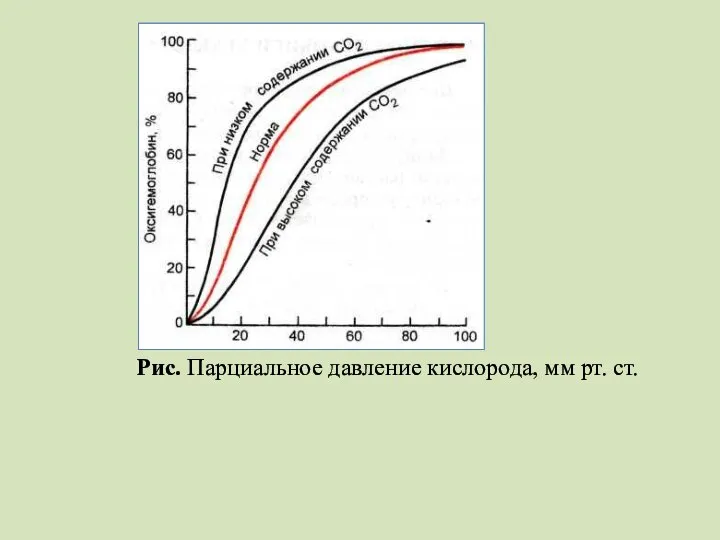 Рис. Парциальное давление кислорода, мм рт. ст.