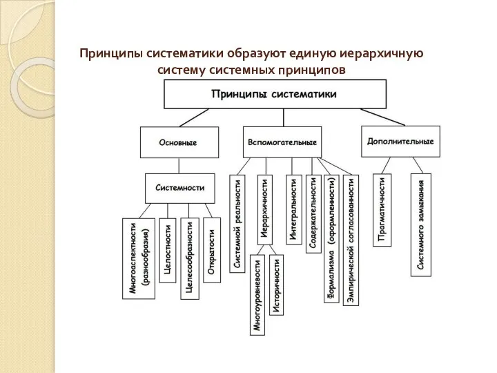 Принципы систематики образуют единую иерархичную систему системных принципов