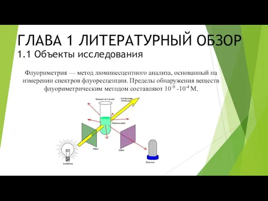 ГЛАВА 1 ЛИТЕРАТУРНЫЙ ОБЗОР 1.1 Объекты исследования Флуориметрия — метод люминесцентного анализа,