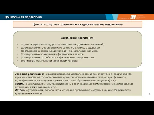 Дошкольная педагогика Ценность здоровья: физическое и оздоровительное направление Физическое воспитание: охрана и