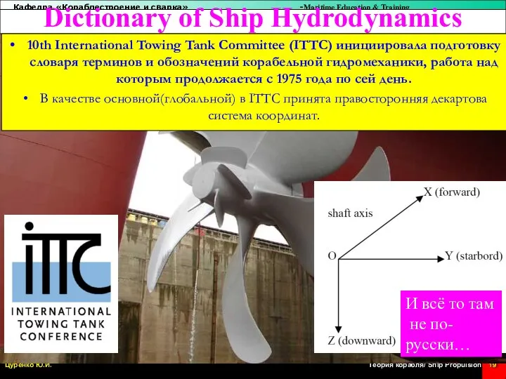 Dictionary of Ship Hydrodynamics 10th International Towing Tank Committee (ITTC) инициировала подготовку