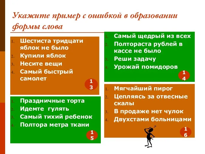 Укажите пример с ошибкой в образовании формы слова Шестиста тридцати яблок не