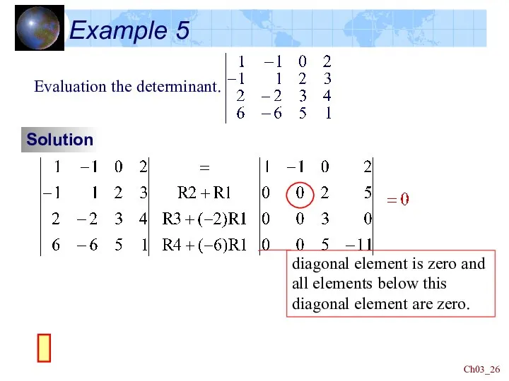 Ch03_ Example 5 Evaluation the determinant. Solution