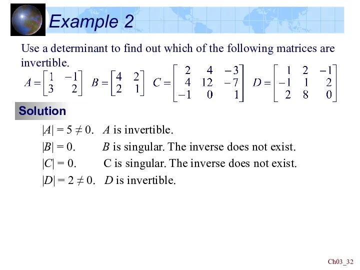 Ch03_ Example 2 Use a determinant to find out which of the