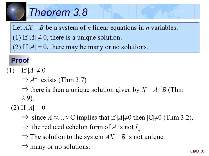 Ch03_ Theorem 3.8 Let AX = B be a system of n