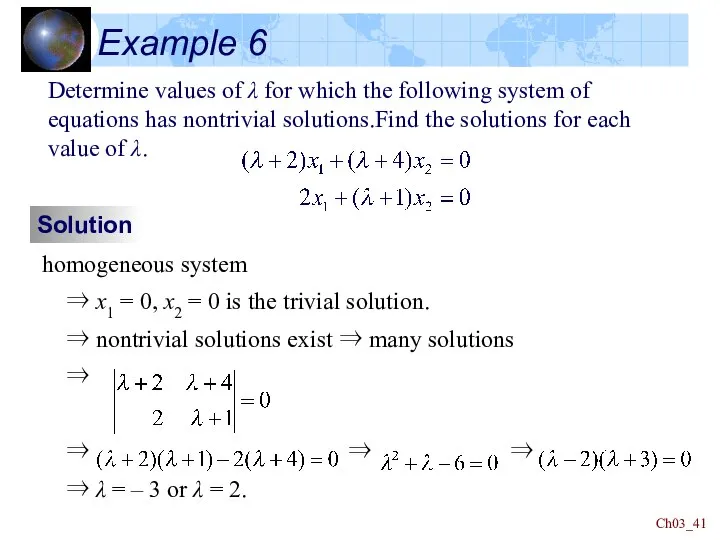 Ch03_ Example 6 Determine values of λ for which the following system