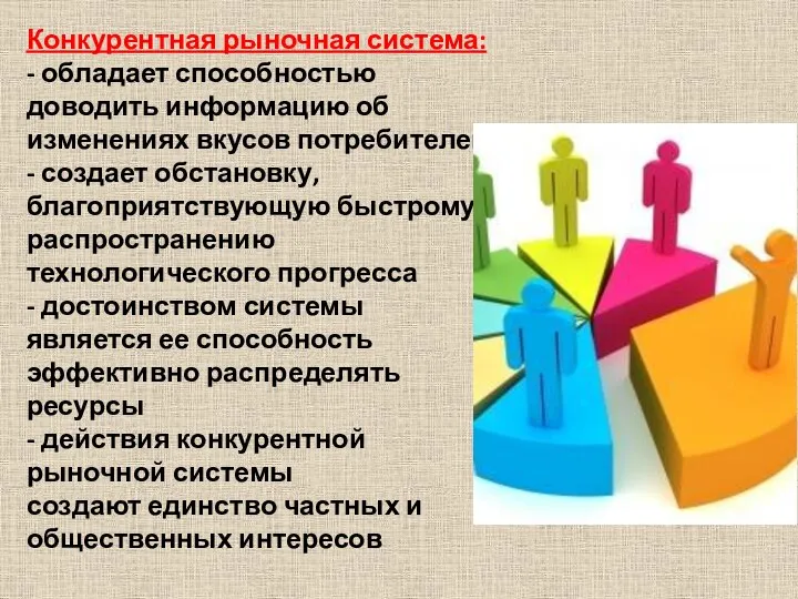 Конкурентная рыночная система: - обладает способностью доводить информацию об изменениях вкусов потребителей