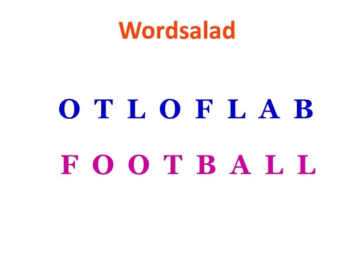 Wordsalad O T L O F L A B F O O