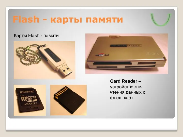 Flash - карты памяти Card Reader – устройство для чтения данных с