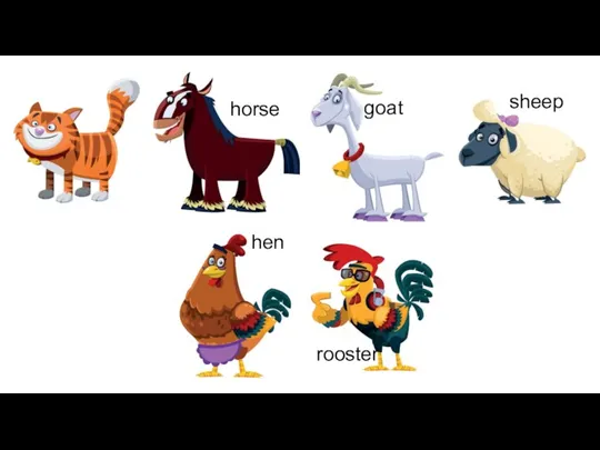 horse goat sheep hen rooster