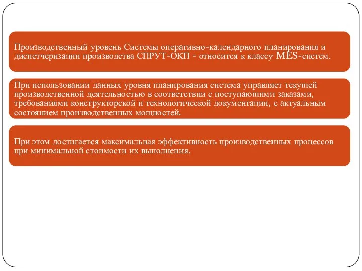 Производственный уровень Системы оперативно-календарного планирования и диспетчеризации производства СПРУТ-ОКП - относится к