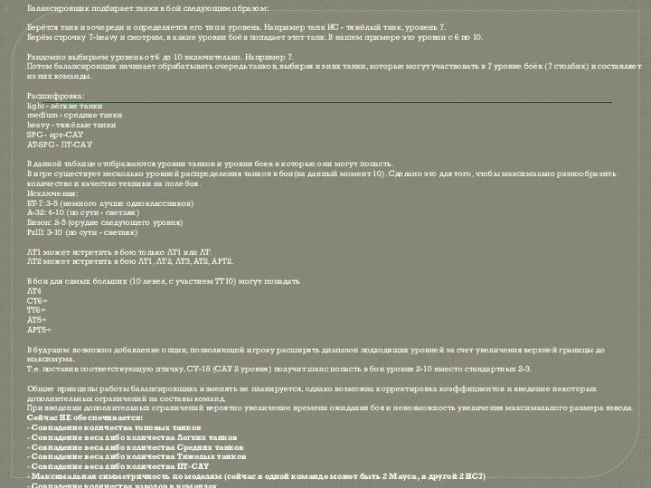 Балансировщик подбирает танки в бой следующим образом: Берётся танк из очереди и