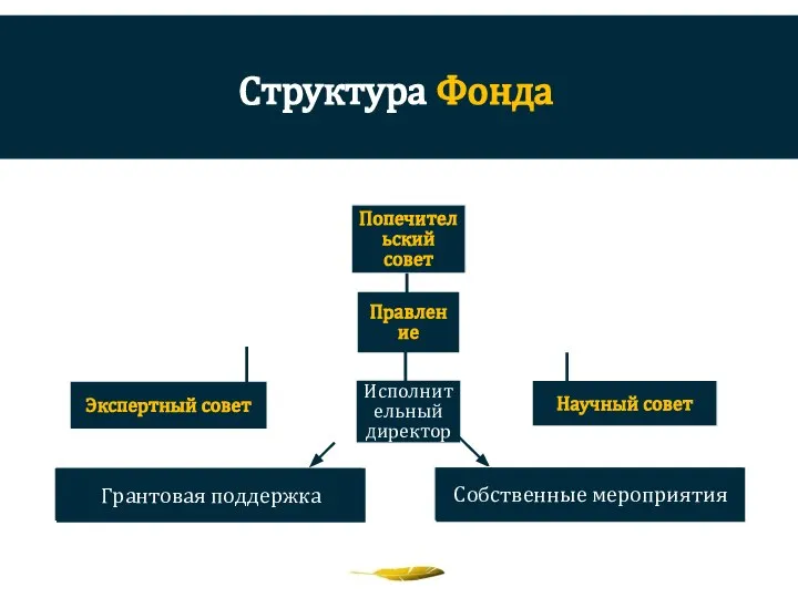 Структура Фонда Попечительский совет Правление Исполнительный директор Grants