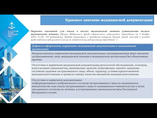 01 Перечень оснований для отказа в оплате медицинской помощи (уменьшения оплаты медицинской