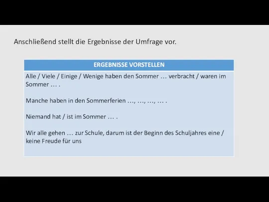 Anschließend stellt die Ergebnisse der Umfrage vor.