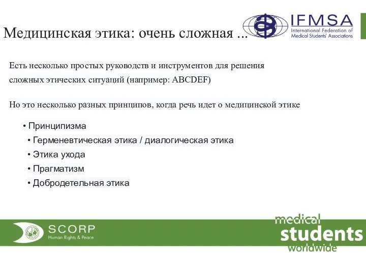 Медицинская этика: очень сложная ... Есть несколько простых руководств и инструментов для