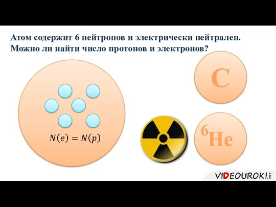 Атом содержит 6 нейтронов и электрически нейтрален. Можно ли найти число протонов и электронов? C