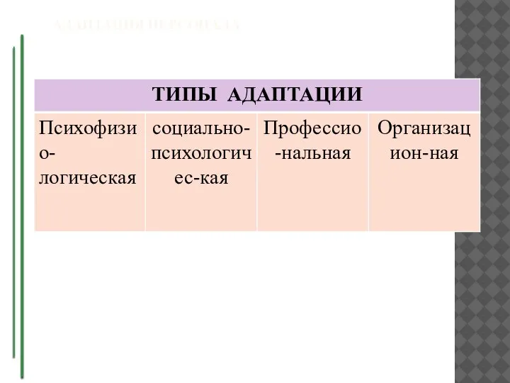 АДАПТАЦИЯ ПЕРСОНАЛА