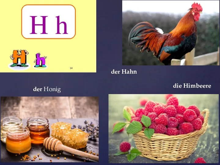 der Hahn die Himbeere der Honig