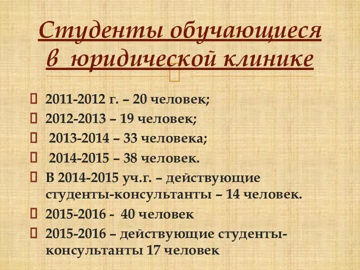 2011-2012 г. – 20 человек; 2012-2013 – 19 человек; 2013-2014 – 33