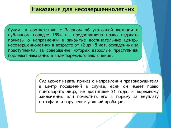 Судам, в соответствии с Законом об уголовной юстиции и публичном порядке 1994