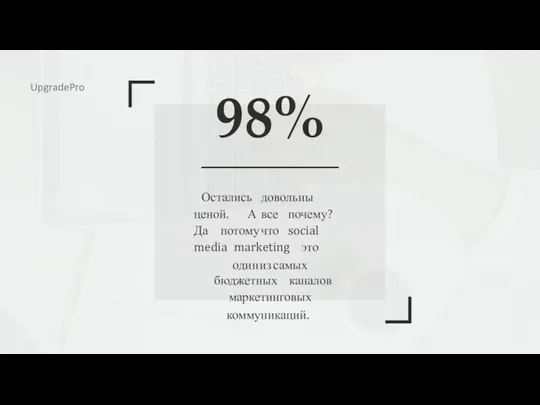 98% Остались довольны ценой. А все почему? Да потому что social media