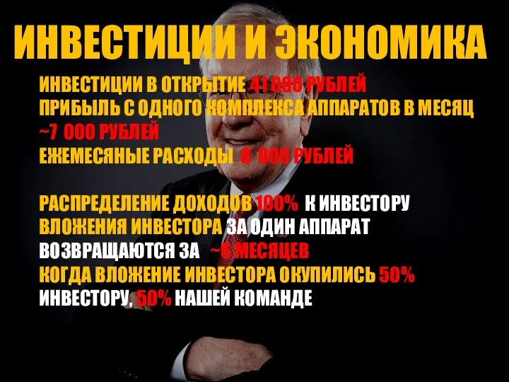 ИНВЕСТИЦИИ В ОТКРЫТИЕ 41 000 РУБЛЕЙ ПРИБЫЛЬ С ОДНОГО КОМПЛЕКСА АППАРАТОВ В