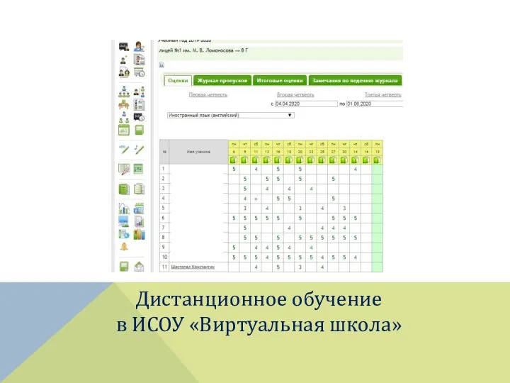 Дистанционное обучение в ИСОУ «Виртуальная школа»