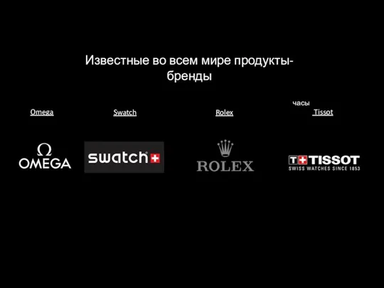 Известные во всем мире продукты-бренды часы Omega Swatch Rolex Tissot