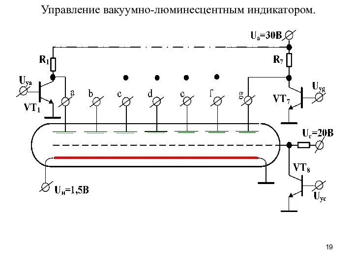 Управление вакуумно-люминесцентным индикатором.