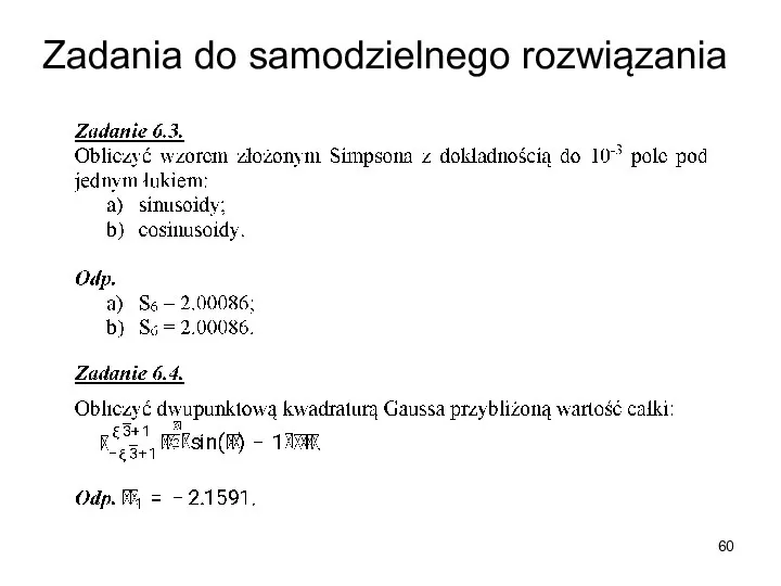 Zadania do samodzielnego rozwiązania