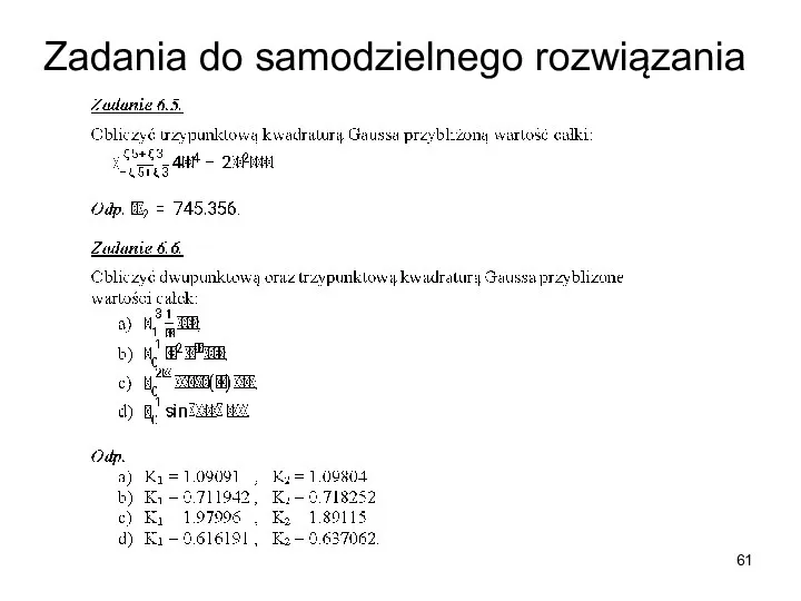 Zadania do samodzielnego rozwiązania