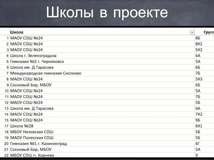 Школы в проекте