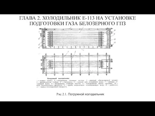 ГЛАВА 2. ХОЛОДИЛЬНИК Е-113 НА УСТАНОВКЕ ПОДГОТОВКИ ГАЗА БЕЛОЗЕРНОГО ГПЗ Рис.2.1. Погружной холодильник