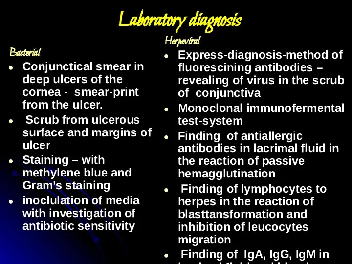 Laboratory diagnosis Herpeviral Express-diagnosis-method of fluorescining antibodies – revealing of virus in