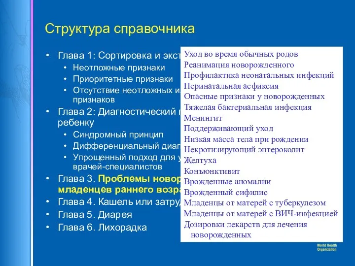 Структура справочника Глава 1: Сортировка и экстренные состояния Неотложные признаки Приоритетные признаки