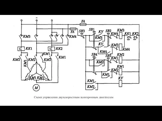Схема управления двухскоростным асинхронным двигателем