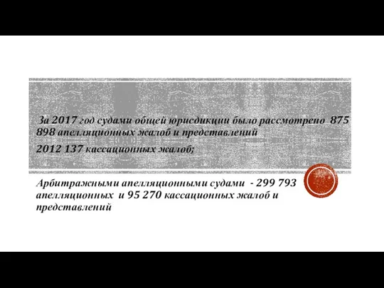 За 2017 год судами общей юрисдикции было рассмотрено 875 898 апелляционных жалоб