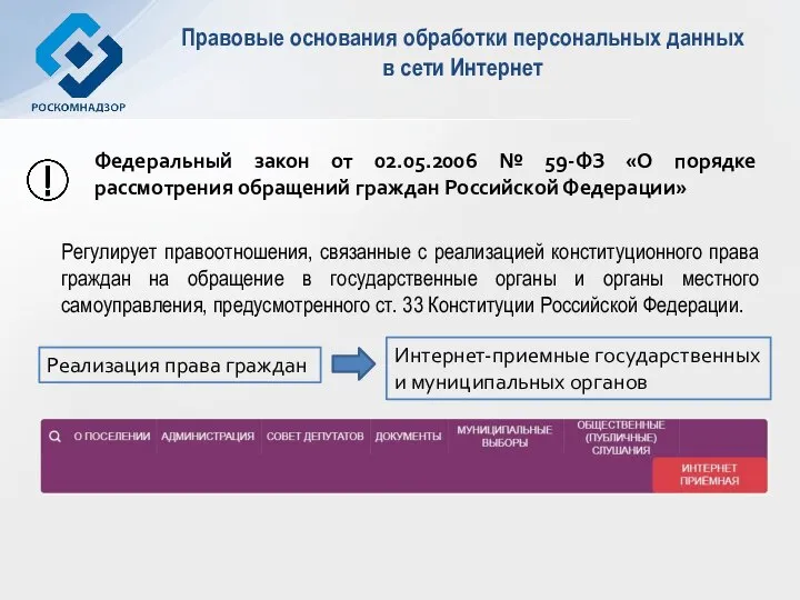 Регулирует правоотношения, связанные с реализацией конституционного права граждан на обращение в государственные