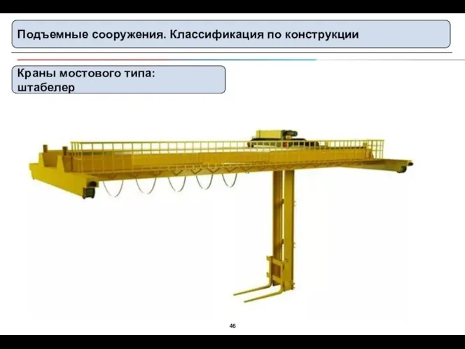 Подъемные сооружения. Классификация по конструкции Краны мостового типа: штабелер