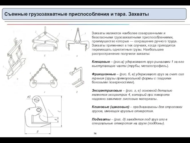 Съемные грузозахватные приспособления и тара. Захваты Захваты являются наиболее совершенными и безопасными