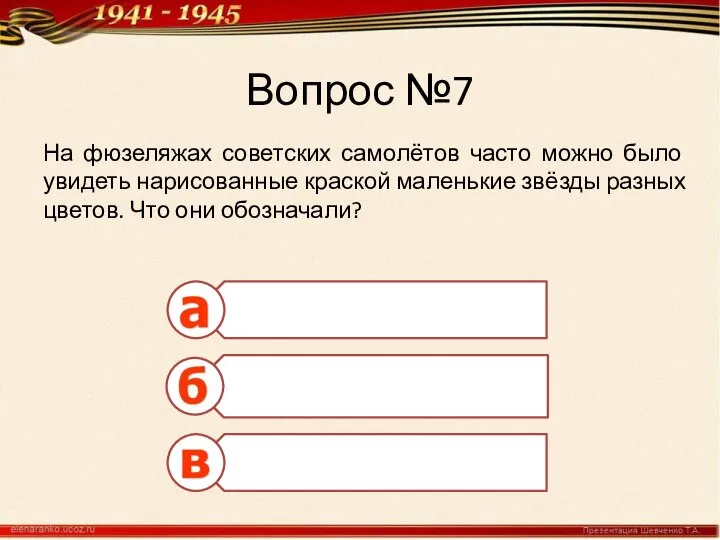 Вопрос №7 На фюзеляжах советских самолётов часто можно было увидеть нарисованные краской