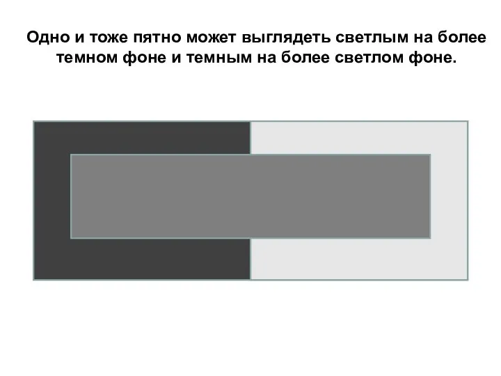 Одно и тоже пятно может выглядеть светлым на более темном фоне и