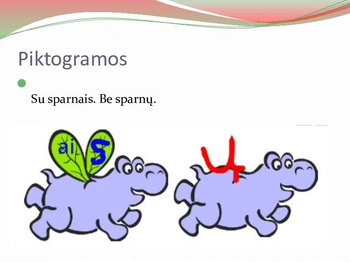 Piktogramos Su sparnais. Be sparnų.